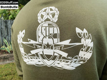 Skeebb™ and EOD Flag Badge Pullover Hoodie - Unisex Explosive Ordnance Disposal Military Green Hoodie