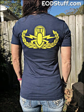 Vintage EOD Crab Chest Logo with EOD Badge Back Logo EOD Shirt - Yellow on Navy