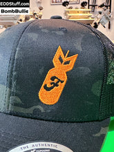 Orange F-Bomb Black MultiCam Retro Trucker Snapback Hat - EOD Hats