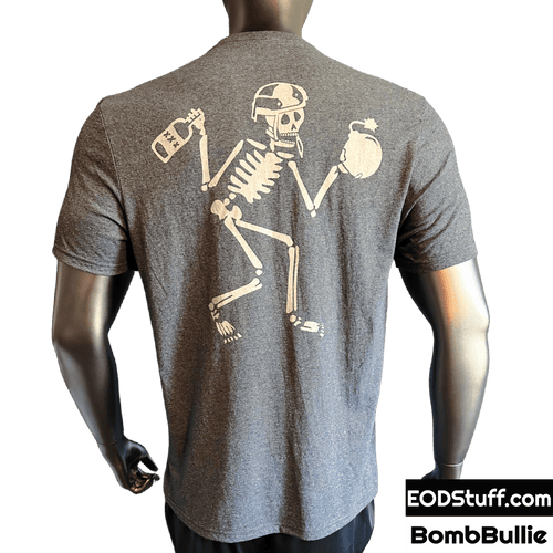 Limited Edition Heather Charcoal Skeleton Hand Grenade and Skeebb™ EOD Shirt