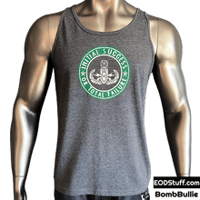 Initial Success or Total Failure Unisex EOD Tank Top - Green and Grey Ink on Dark Heather Grey Tank