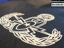 Outline EOD Badge on Black Silkies - White Ink on Black Ranger Panties