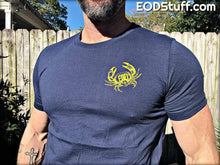 Vintage EOD Crab Chest Logo with EOD Badge Back Logo EOD Shirt - Yellow on Navy